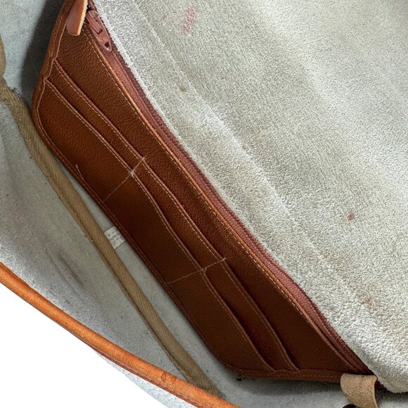 Dooney & Bourke Purse Bag Vintage Pebbled Leather Cream Brown Made in USA - Picture 11 of 13